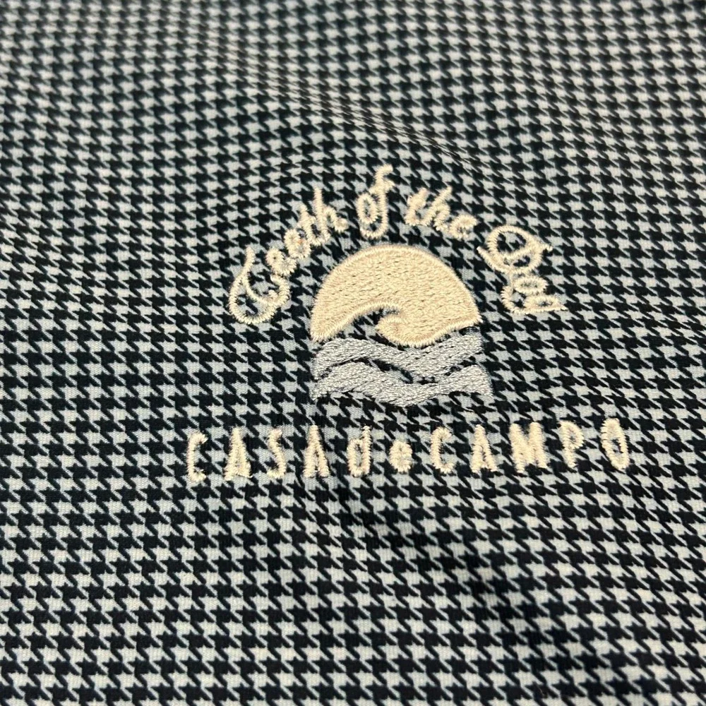 FootJoy Golf Polo Large Blue Houndstooth Teeth of the Dog Casa de Campo Shirt - Picture 3 of 10